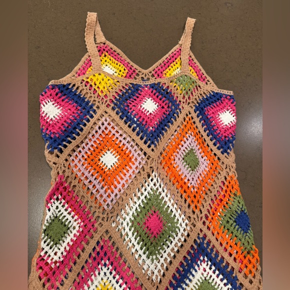NWOT Colorful Crochet Swim Coverup Sz: S - Picture 5 of 7